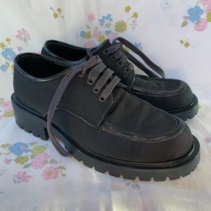Prego vintage 90s style chunky loafers / lace up shoes, Women’s 7, Black